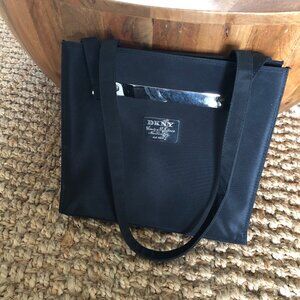 DKNY Black Structured Handbag with Silver Hardware